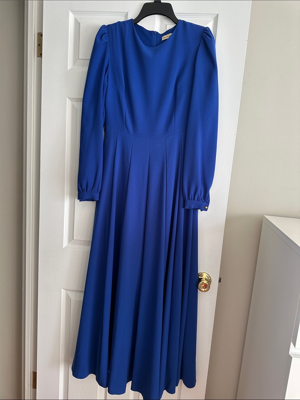 Elegant Royal Blue Long Sleeve Maxi Dress